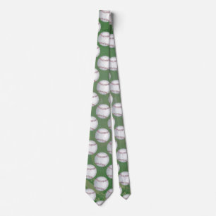 Baseball Pattern on Green Tie