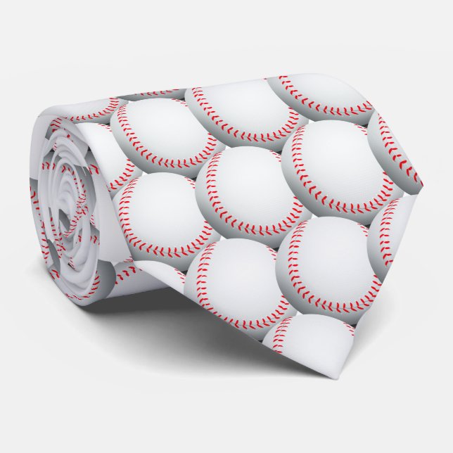 Baseball Pattern | Sports Gift Tie (Rolled)