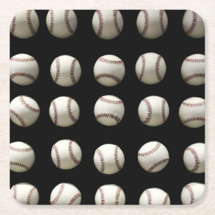 Baseball Pattern Square Paper Coaster
