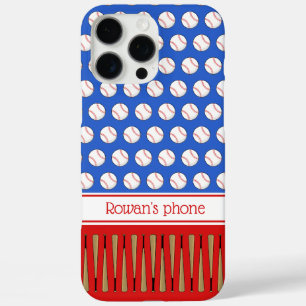Baseball patterned custom name iPhone 16 pro max case
