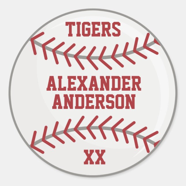 Baseball Personalise  Classic Round Sticker (Front)