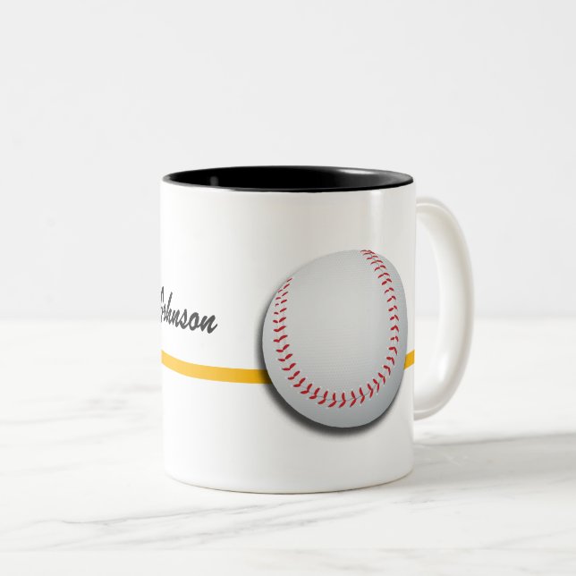 Baseball personalise with Name Two-Tone Coffee Mug (Front Right)