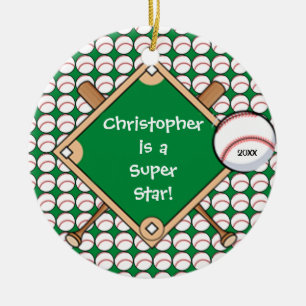 BaseBall Personalised Boy Christmas Ornament