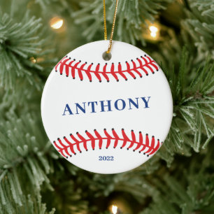 Baseball Personalised Christmas Ceramic Ornament