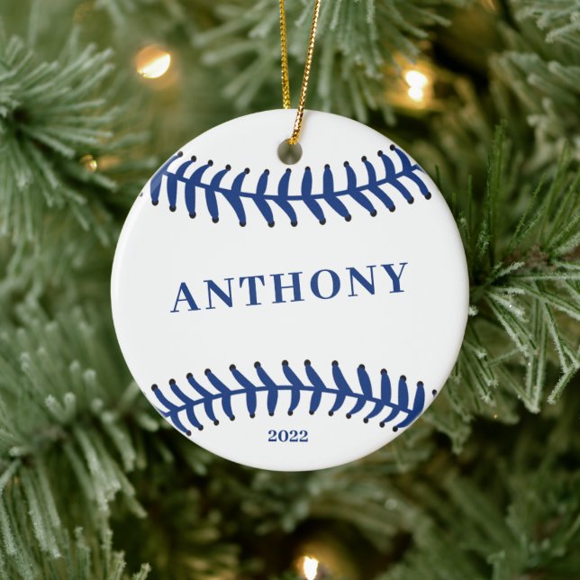 Baseball Personalised Christmas  Ceramic Ornament (Tree)