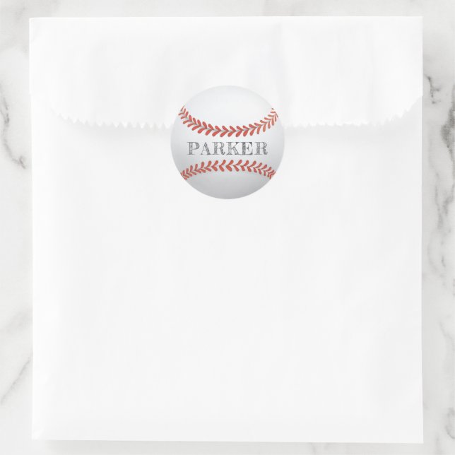 Baseball Personalised Classic Round Sticker (Bag)