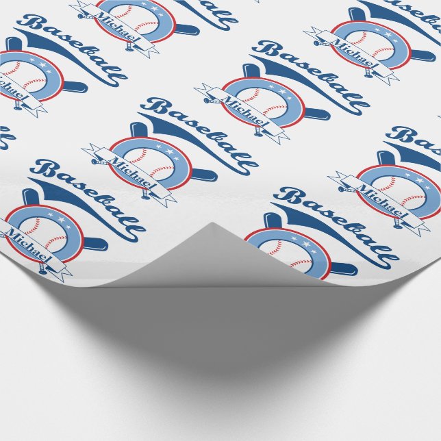 Baseball Personalised Gift Wrapping Paper (Corner)
