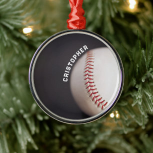 Baseball Personalised Metal Ornament