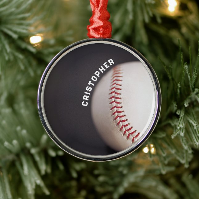 Baseball Personalised Metal Ornament (Tree)