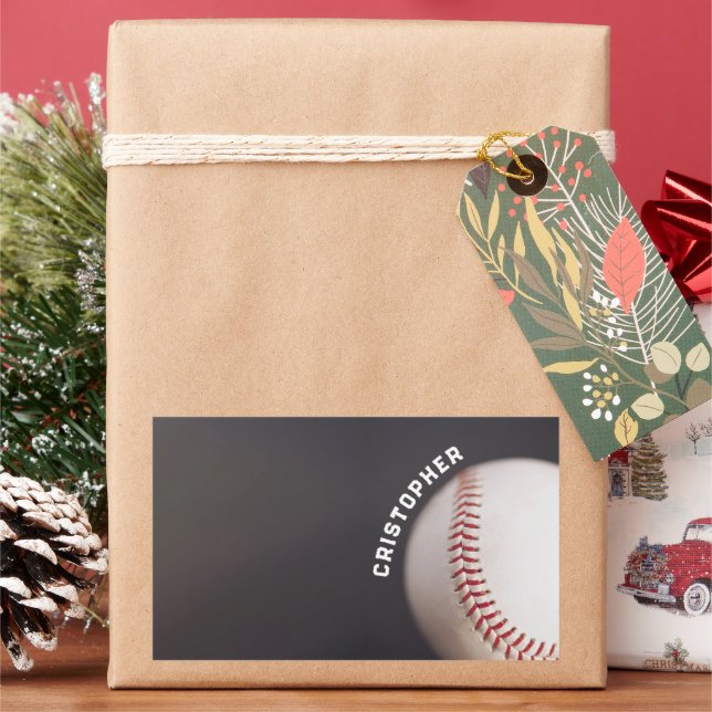 Baseball Personalised Rectangular Sticker (Holiday)