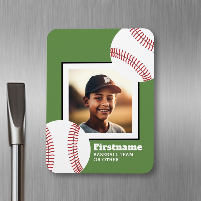 Baseball Photo Add Your Name - Can Edit Colour Magnet (Personalized fridge magnet - sports photo)