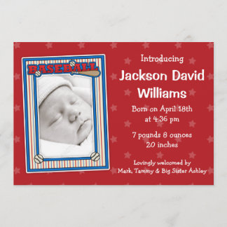 Baseball Photo Birth Announcement