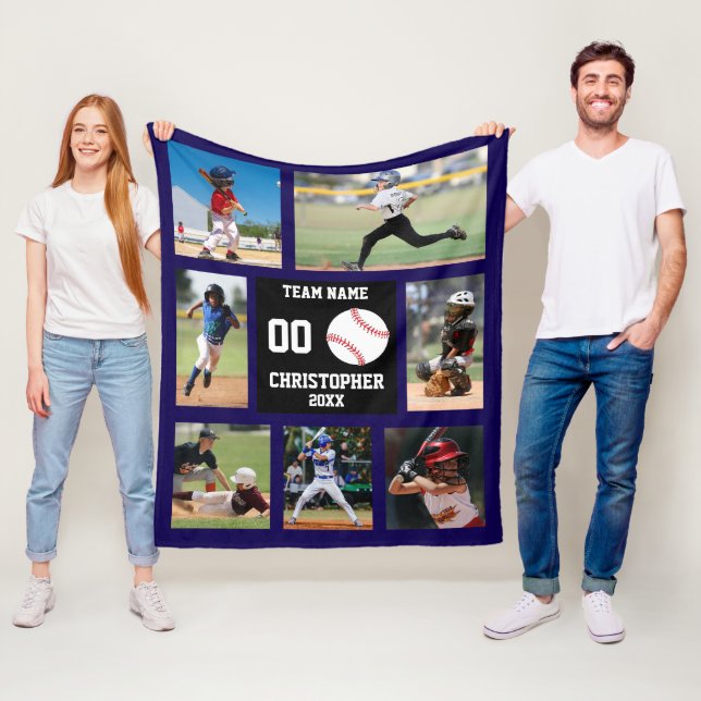 Baseball Photo Collage Fleece Blanket (In Situ)