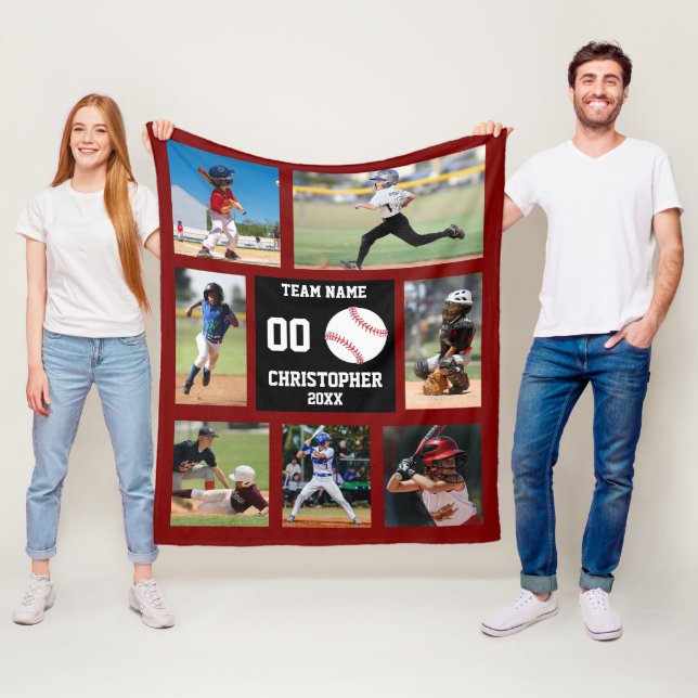 Baseball Photo Collage Fleece Blanket (In Situ)