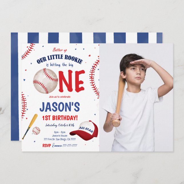 Baseball Photo Invitation (Front/Back)