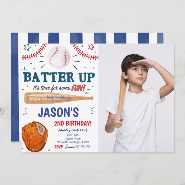 Baseball Photo Invitation  (Front/Back)