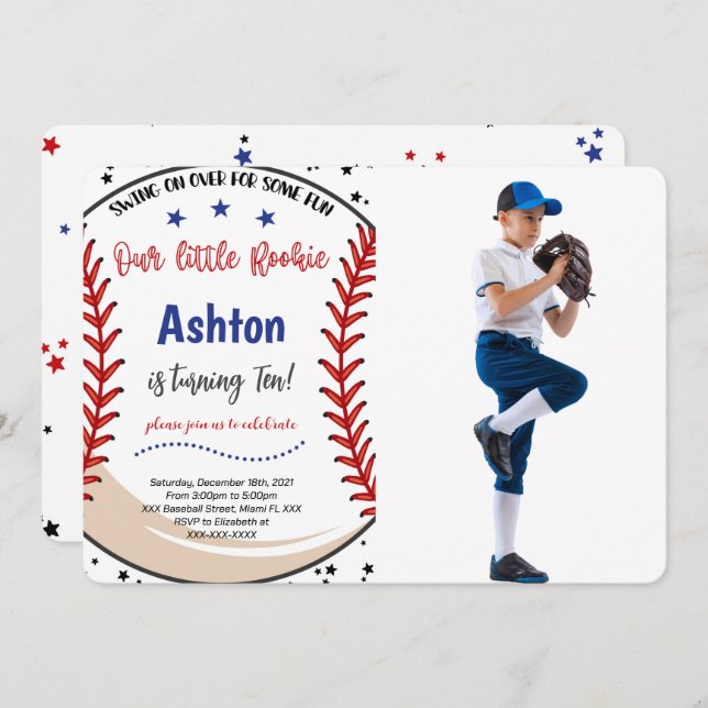 Baseball Photo Invitation (Front/Back)