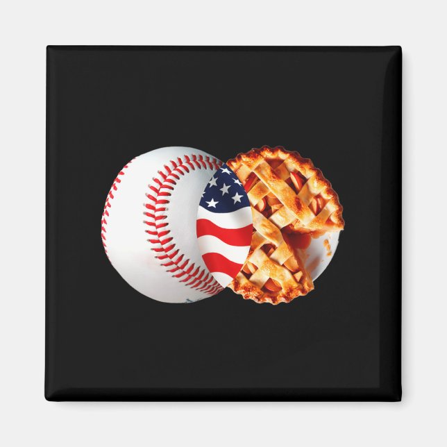 Baseball Pie American Flag July Design Magnet (Front)