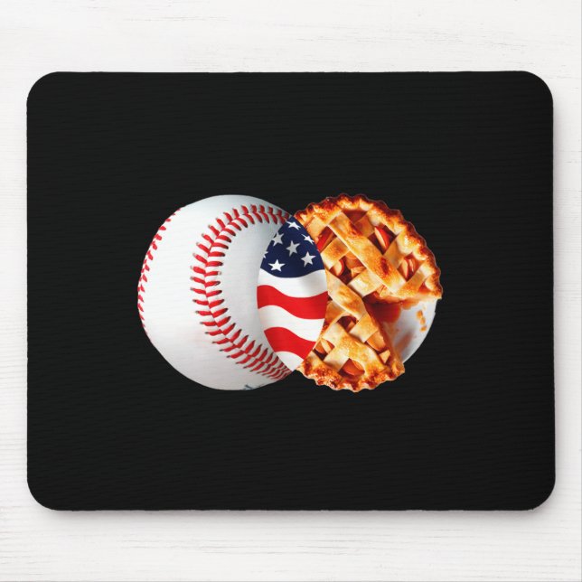 Baseball Pie American Flag July Illustration Mouse Pad (Front)
