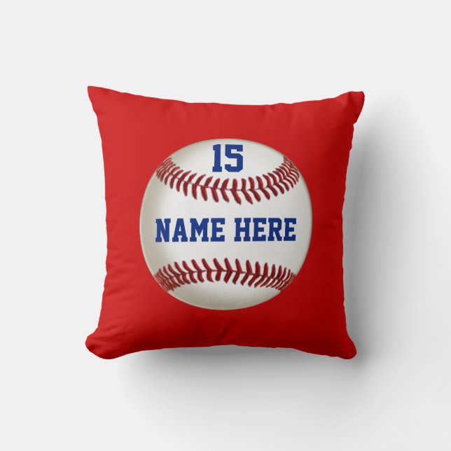 Baseball Pillow with Your COLORS, NAME, NUMBER (Front)