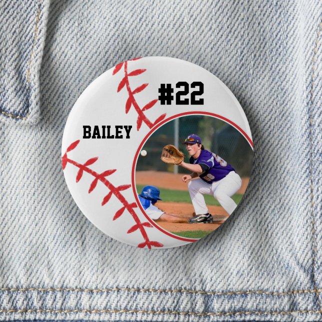 Baseball Pin Name Jersey Number Photo Button (Creator Uploaded)