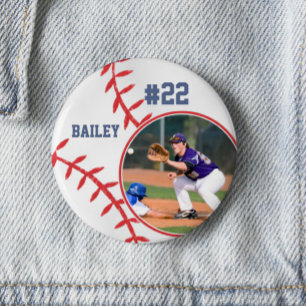 Baseball Pin Name Jersey Number Photo Button