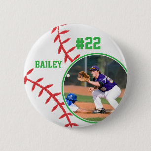 Baseball Pin Name Jersey Number Photo Button