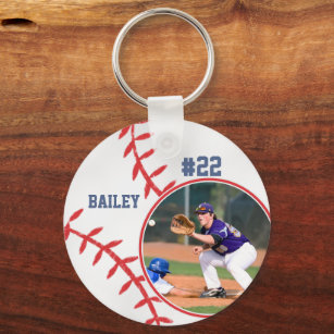 Baseball Pin Name Jersey Number Photo Key Ring