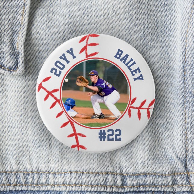 Baseball Pin Name Jersey Number Year Photo Button (Creator Uploaded)