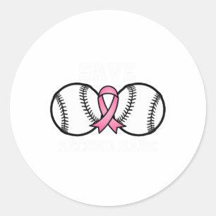 Baseball Pink Ribbon Fight Cool Breast Cancer Awar Classic Round Sticker