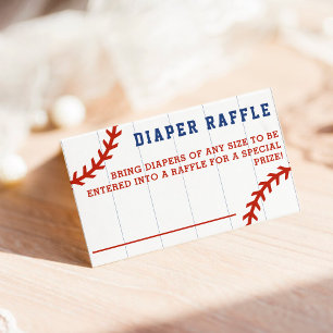 Baseball Pinstripe Diaper Raffle Baby Shower Game Enclosure Card
