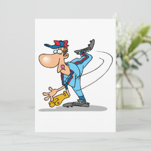 Baseball Pitcher Cartoon Style Invitation