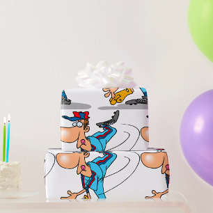 Baseball Pitcher Cartoon Style Wrapping Paper