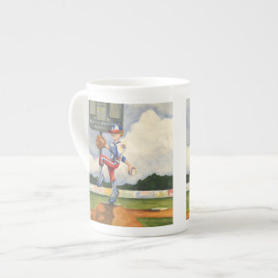Baseball Pitcher on Mound by Jay Throckmorton Bone China Mug
