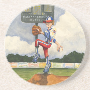 Baseball Pitcher on Mound by Jay Throckmorton Coaster