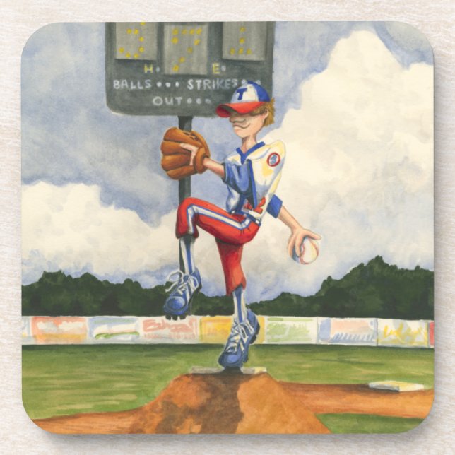 Baseball Pitcher on Mound by Jay Throckmorton Coaster (Front)