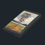 Baseball Pitcher on Mound by Jay Throckmorton Trifold Wallet<br><div class="desc">Is it a curveball or a slider? Whatever it is it is coming right at you in this amazing piece by Jay Throckmorton. A baseball pitcher commands the mound, winding up to deliver a throw to the plate. Give this as a gift or hang it on your wall and enjoy...</div>