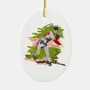 Baseball Pitcher Pitching Ceramic Tree Decoration