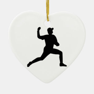 Baseball pitcher player ceramic tree decoration