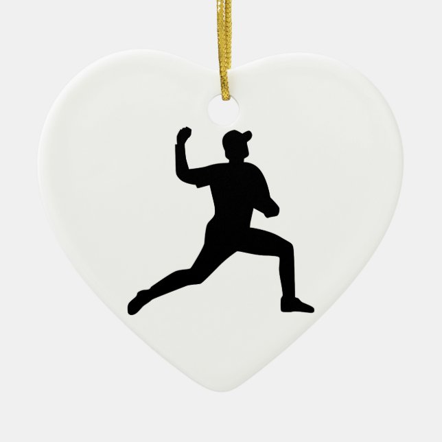 Baseball pitcher player ceramic tree decoration (Front)