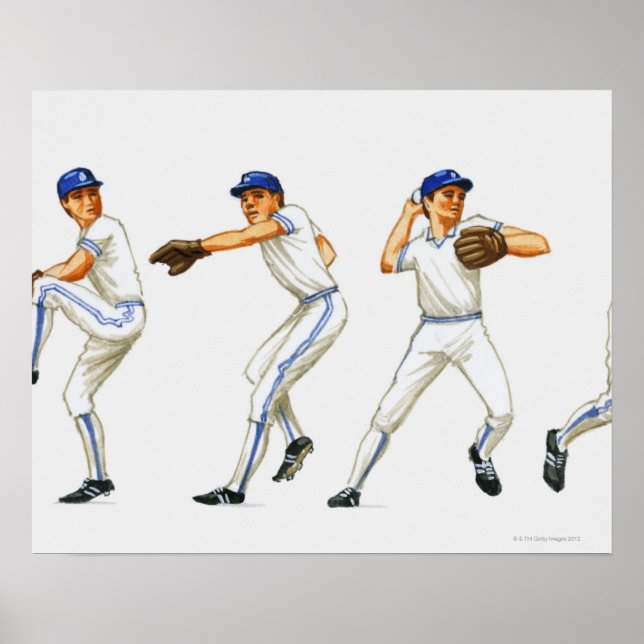 Baseball pitching technique, multiple image poster (Front)