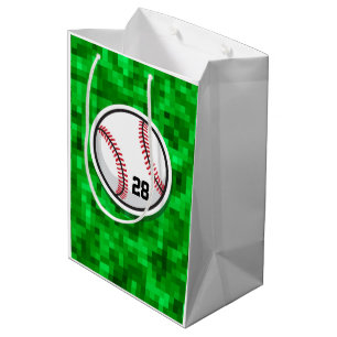 Baseball Pixilated Grass Player Number Sports Medium Gift Bag