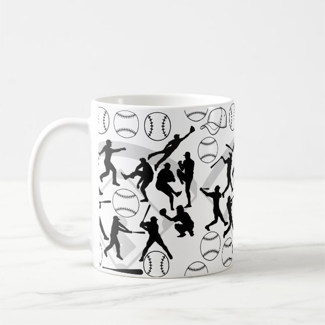 Baseball play pattern.w coffee mug (Left)