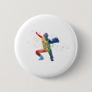 baseball player 6 cm round badge