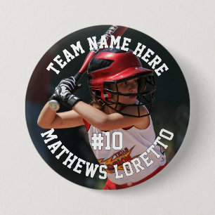 Baseball Player Add Name Number Team and Photo 7.5 Cm Round Badge
