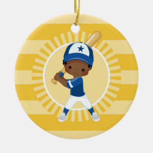 Baseball Player - African American Boy Ceramic Ornament
