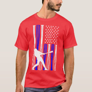 Baseball Player American Flag T-Shirt