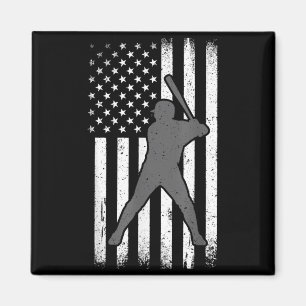 Baseball Player American Flag USA Camo Patriotic Magnet