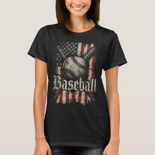 Baseball Player American Flag USA Patriotic Men T-Shirt