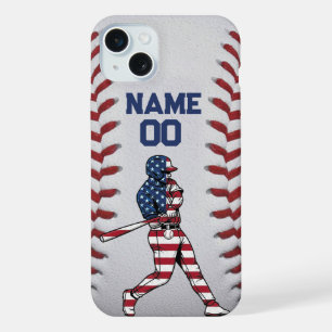 Baseball player Batter with Customisable Number iPhone 15 Plus Case